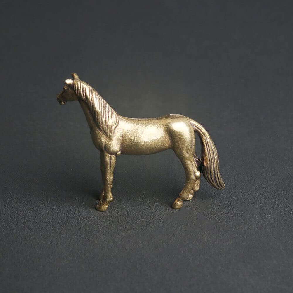 TEAMWILL Brass Horse Figurines - Elegant Animal Statues for Home or Office Décor | Small Size