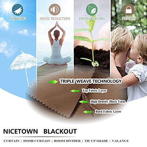 NICETOWN Cappuccino Blackout Curtain Panel 42" x 63" - Thermal Insulated Grommet Drape