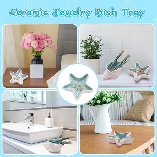 Coastal Blue Conch Jewelry Dish Tray - Ceramic Ring Holder