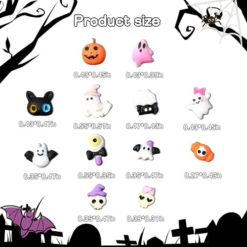 Halloween Nail Art Charms 12 Grids 3D Pumpkin Ghost Resin Gems
