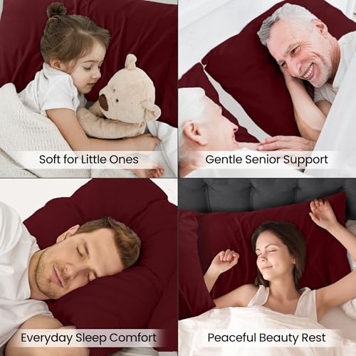 Utopia Bedding Burgundy 20x20 Inch Pillow Cases Set of 2 - Ultra Soft Microfiber