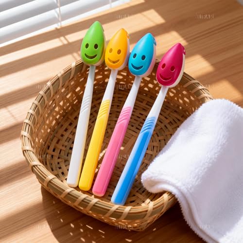 AUEAR Portable Toothbrush Head Cover with Suction Cup - 12 Pack, 4 Colors