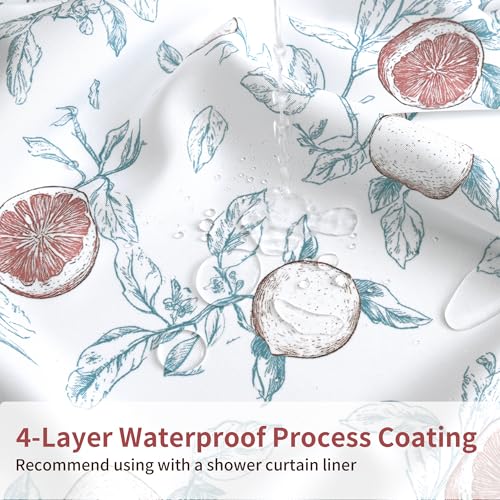 XWZO Vintage Lemon Floral Shower Curtain - Waterproof 48x72 Inch Set