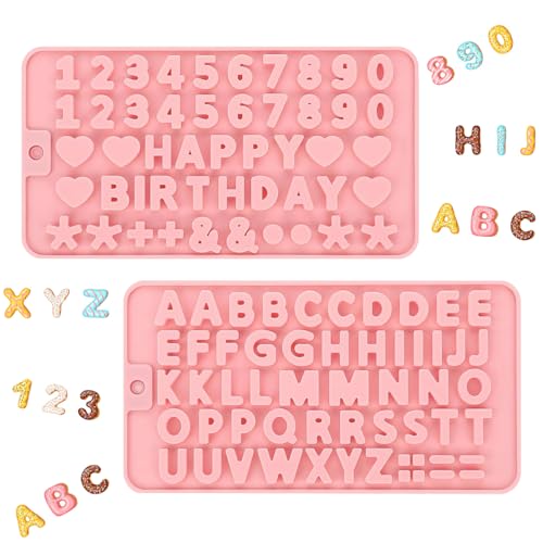 Silicone Chocolate Molds Set - 2PCS Number & Letter Molds for Birthday Cakes