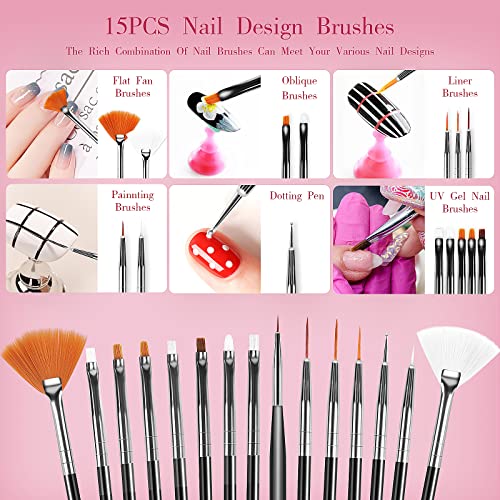 Voiluk 32-Piece Nail Art Brush and Dotting Tool Set for Beginners