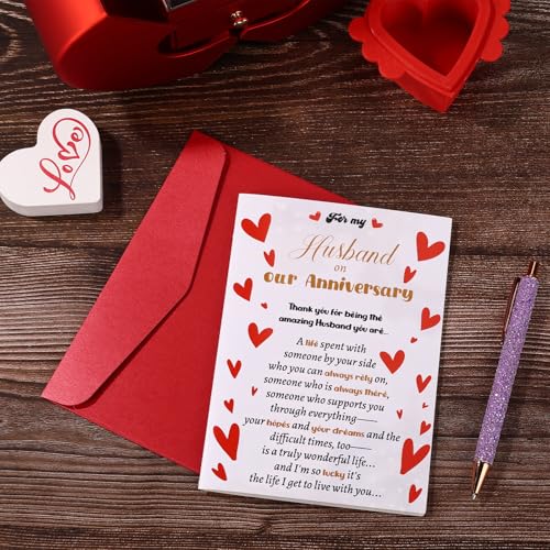 Romantic Anniversary Card for Husband with Red Envelope