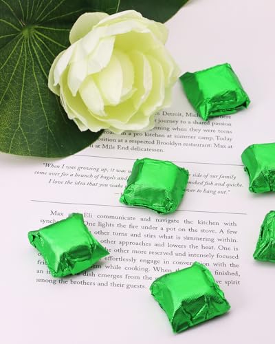 Green 6x6 Inch Aluminum Foil Candy Wrappers 100Pcs for Chocolates & Gifts