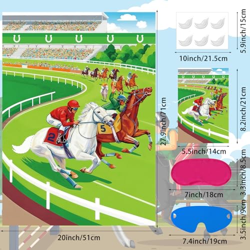 Large Pin The Tail on The Horse Game Set for Kids - 24 Stickers