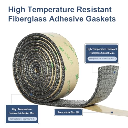 BSTFLEX Self-Adhesive Graphite Fiberglass Gasket Tape 5/8" x 1/8" for Wood Stove & Fireplace