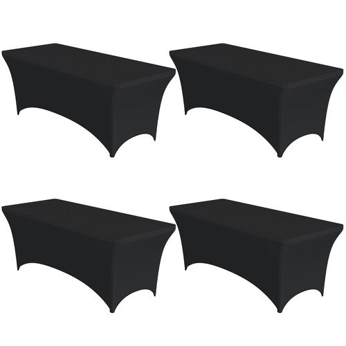 Niuara 4-Pack Black Spandex Tablecloths – 72"x30"x30" Stretch Fitted Table Covers for 6ft Rectangle Folding Tables, Wrinkle-Resistant Tablecloth for Wedding, Banquet & Outdoor Events