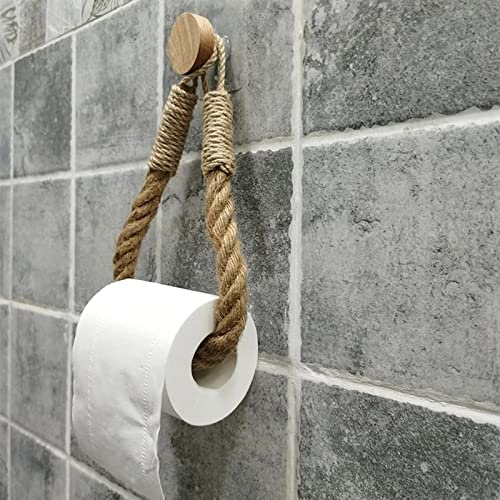 Vintage Hemp Rope Toilet Paper Holder - Wall-Mounted Nautical Towel Rack
