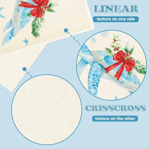 Whaline Swedish Dishcloths - 4 Pack Reusable Ocean Animal Kitchen Towels