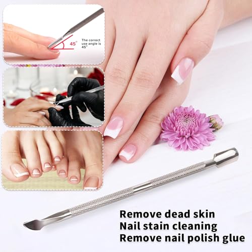 Stainless Steel Cuticle Pusher and Remover Tool 2-Pack with Case