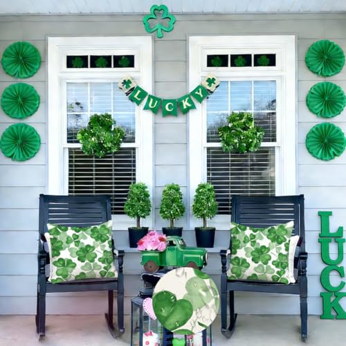 St. Patrick's Day Outdoor Pillow Cover 18x18 - Waterproof Shamrock Design