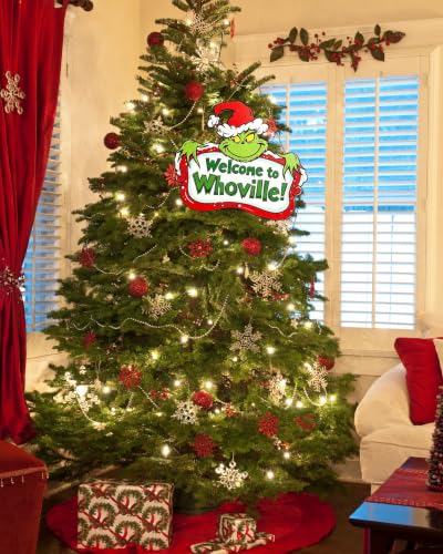 Christmas Door Hanger Wooden Sign for Holiday Decorations - 10x8.7 Inches
