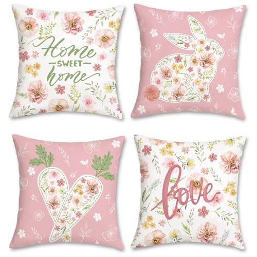 Bonhause 18x18 Velvet Easter Throw Pillow Covers - Set of 4