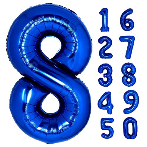40 Inch Navy Blue Number 8 Balloon - Mylar Foil for Parties