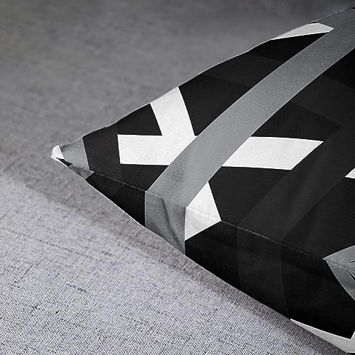 Emvency Set of 2 Gray & Black 18 x 18 Inch Striped Pillow Covers - Retro Home Decor