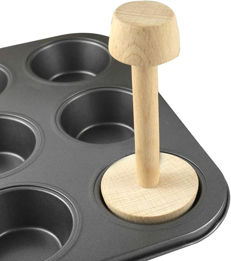 Wooden Double-Sided Tart Tamper Pastry Mold for Baking Egg Tarts and Pies