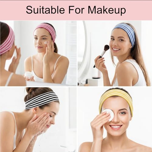 Mabor 4-Pack Striped Workout Headbands for Women Non-Slip Wide Hair Bands