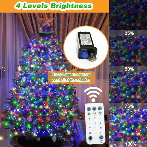 Multicolor/Cold White Christmas Tree Lights with Ring, 400 LEDs, 7.5ft, Remote Control