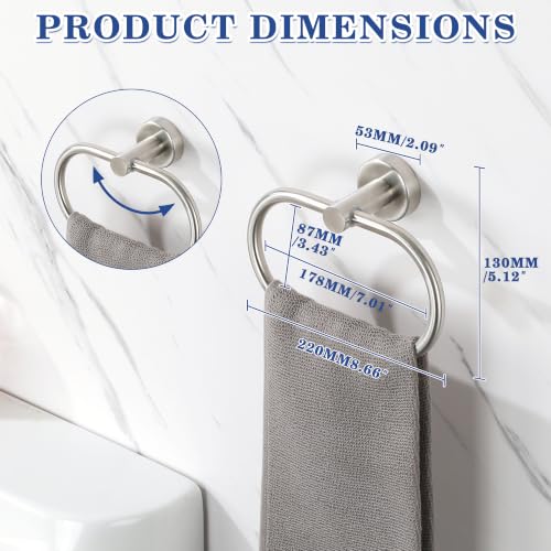 Alise Brushed Nickel Hand Towel Holder Ring - Wall Mounted