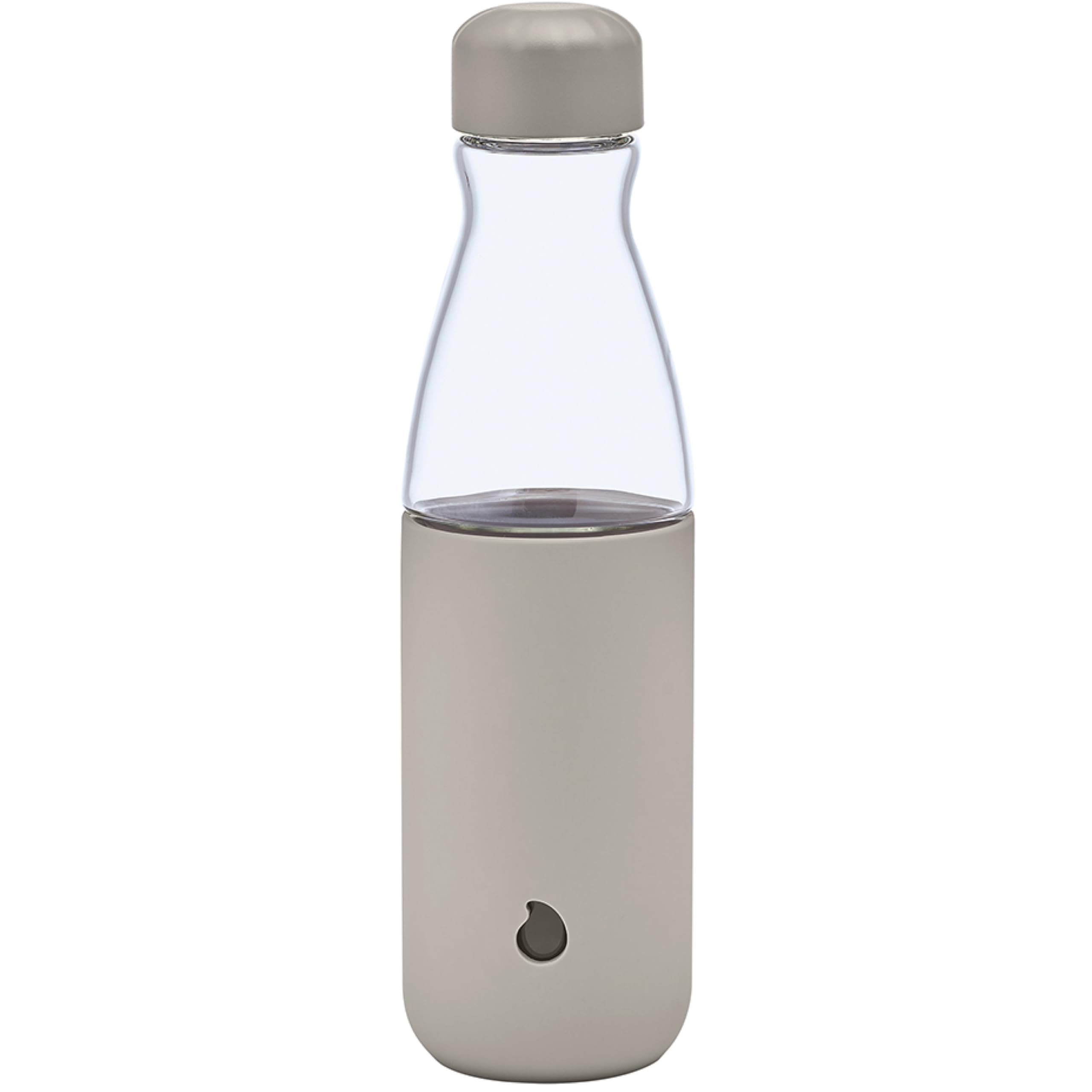 S'well Glass Original Water Bottle, 18oz, Lunar Grey, Borosilicate Glass Bottle With Protective Silicone Sleeve, Zero Plastic, Leakproof, BPA Free