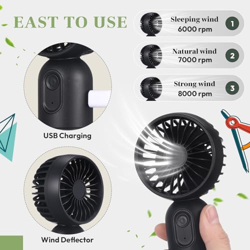Retisee Mini Handheld Fan for Teachers - USB Rechargeable & Portable