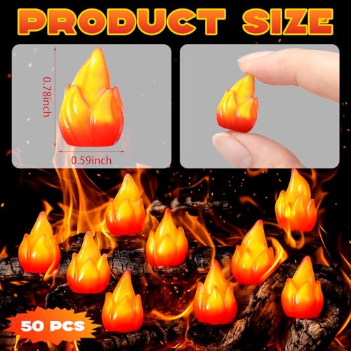 Thyle 50 Pcs Mini Resin Flame Figurines for DIY Crafting