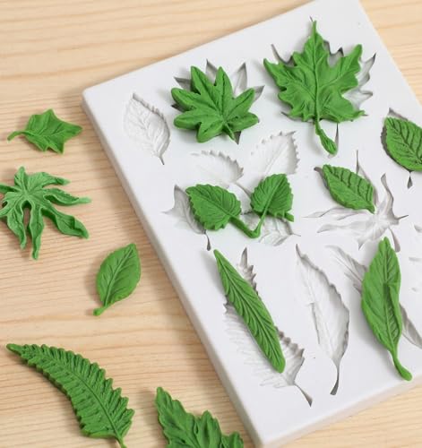 12-Piece Silicone Leaf Molds for Baking & Crafting