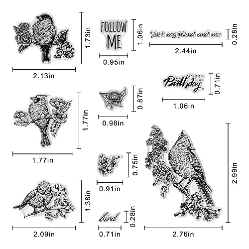 Birds and Flowers Clear Silicone Stamp for Scrapbooking and Card Making