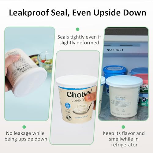 Kiicii Silicone Lids for Chobani 32oz Yogurt Containers - BPA-Free Reusable Covers