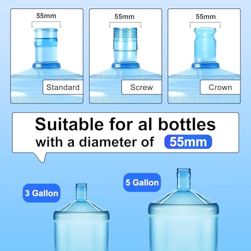 6PCS 3 and 5 Gallon Water Jug Cap, Silicone Replacement Gallon Caps for 55mm Standard Bottle and Water Dispensers- Non-Spill Lids for 3&5 Gallon Cover Jug water caps