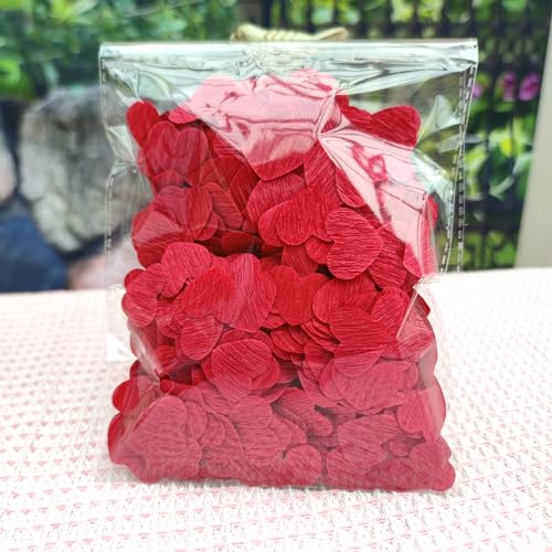 Red Heart Confetti - 1 Inch Biodegradable Crepe Paper for Weddings & Parties - 1000 Count