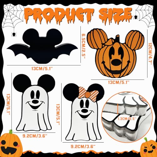 Cute Halloween Mouse Table Decorations - 4pcs Wooden Set