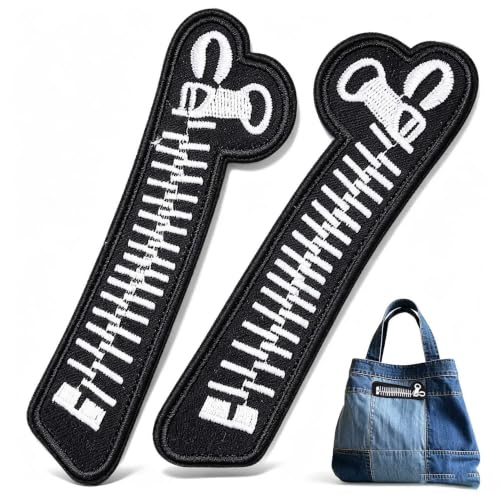 Funny Black Zipper Embroidered Iron-On Patch for Denim
