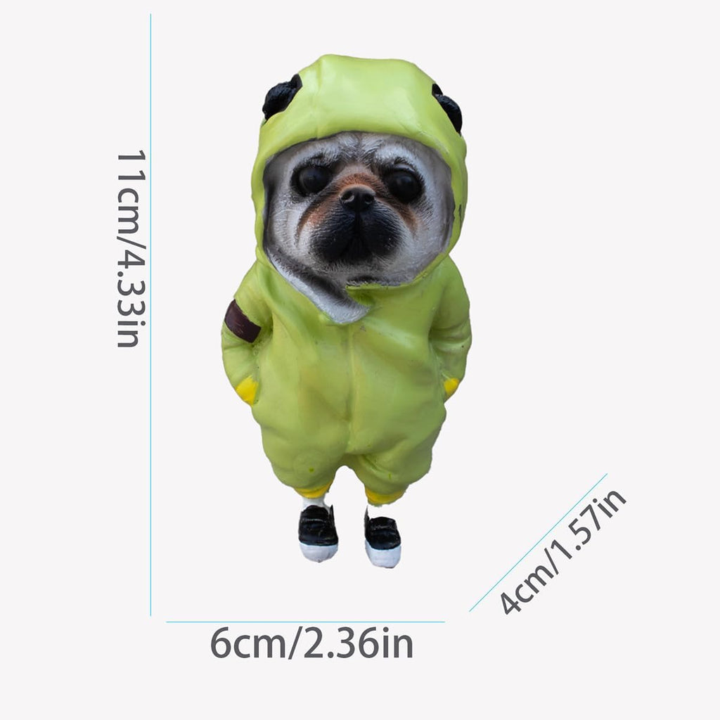 Skiennix Cute Resin Dog Statue - Handmade Animal Decor for Living Room | Small Green Backpack Design