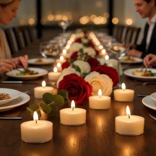DILILILI 25 Pack Soy Wax Tea Light Candles, 4-Hour Unscented Votive Candles