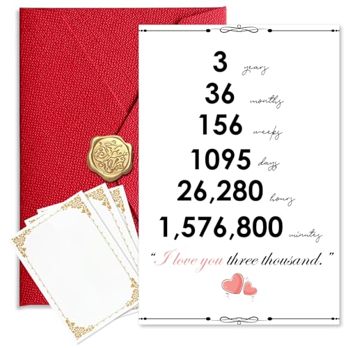 Funny 3 Year Anniversary Card for Couples - 6-Pack