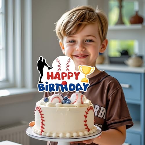 Baseball Birthday Cake Topper - 4x6.2 Inch Decoration for Boys