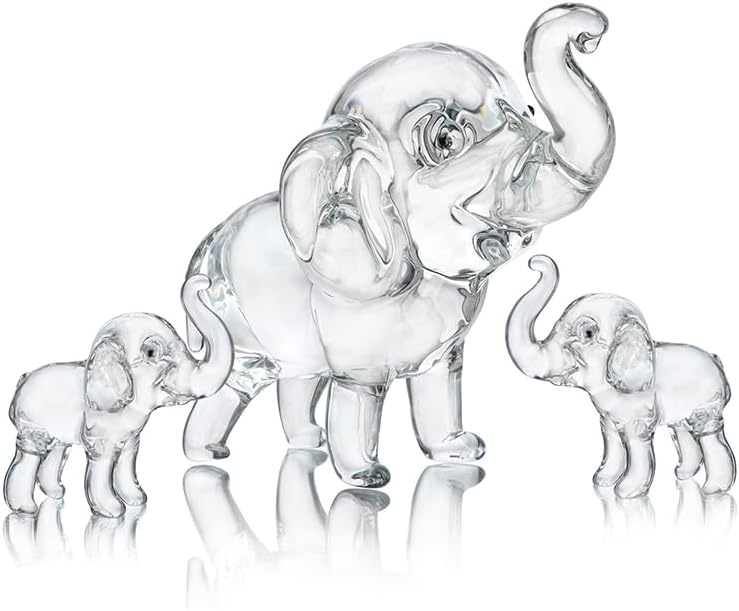 Regine Switzerland Set of 3 Crystal Elephant Figurines - Elegant Glass Collectibles for Home Decor | Perfect Gift for Mom
