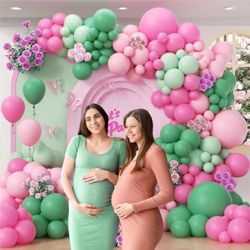 Pink and Green Balloon Arch Kit - 31pcs for Birthday & Baby Showers