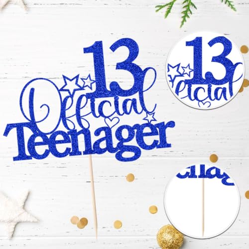 13 Official Teenager Cake Topper Dark Blue 13th Birthday Party Decor
