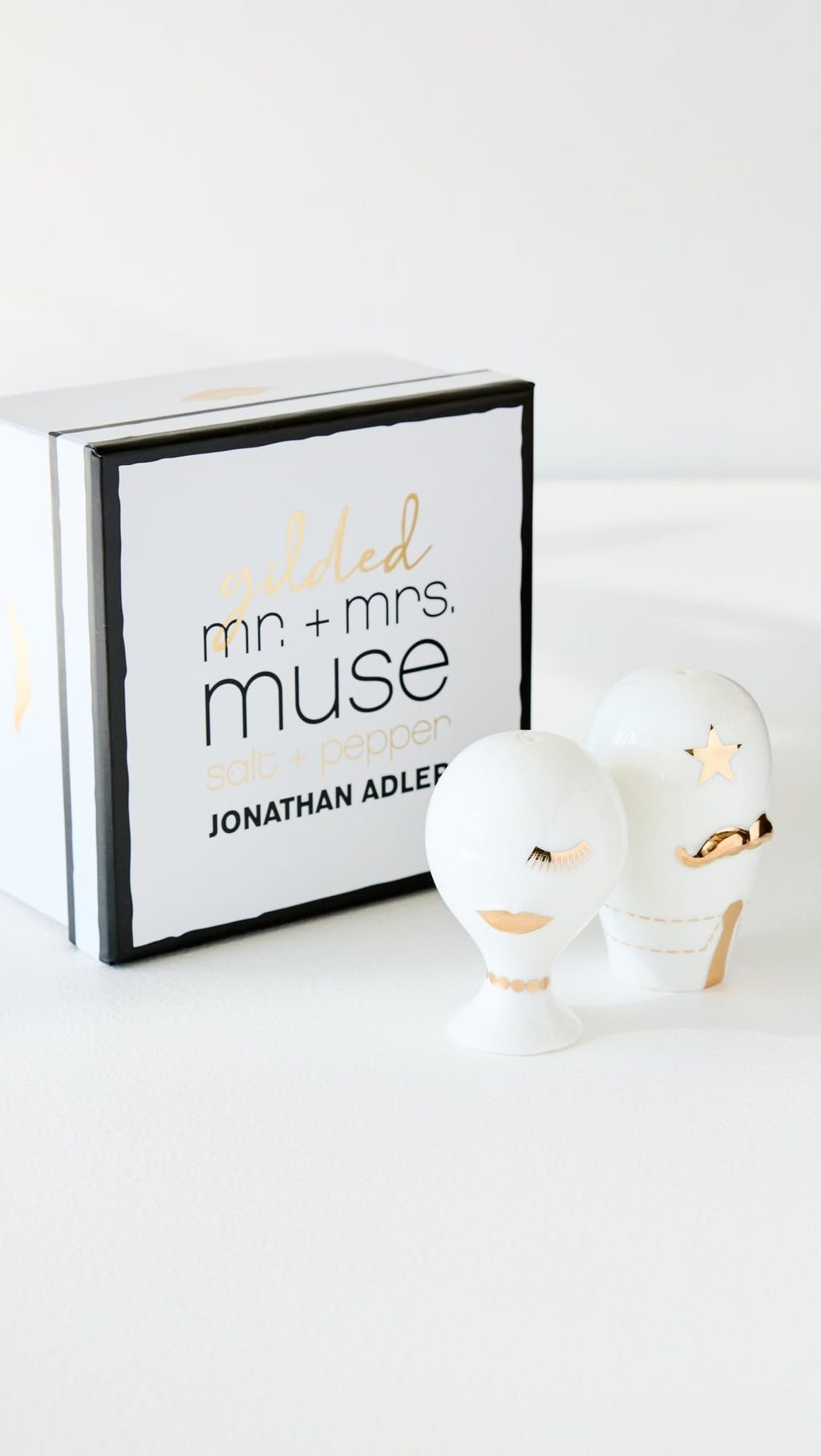 Jonathan Adler Women's Gilded Mr. and Mrs. Muse Salt and Pepper Set, Multi, One Size
