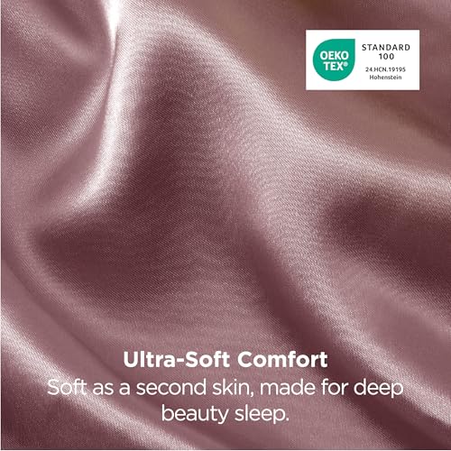 Bedsure Satin Pillowcases Queen Set of 2 - Silky Smooth Nostalgia Rose