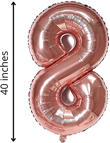 40 Inch Rose Gold Number 8 Balloon - Giant Foil for Parties