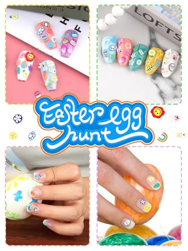 Kalolary 24 Grid Easter Nail Art Glitter Sequins 3D Cute Rabbits and Eggs