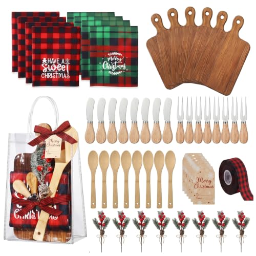 Christmas Kitchen Gift Set - Square Cutting Boards, Utensils & Towels - Holiday Kitchen Accessories