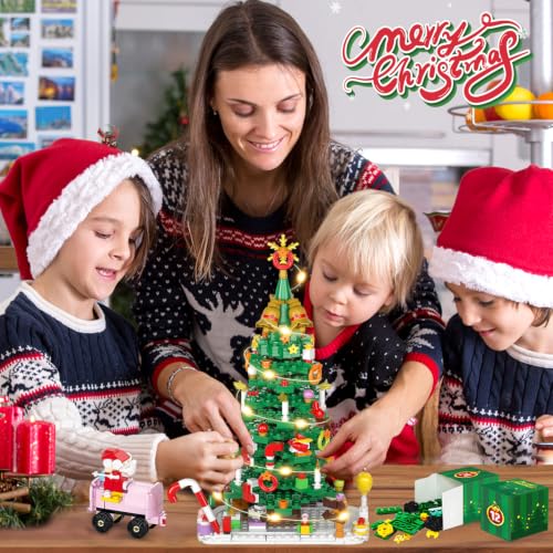 Christmas Tree Building Blocks Advent Calendar 2026 with Over 1600 Pieces - Kids & Adults