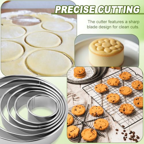 Round Cookie Cutter Set Stainless Steel 6-Piece Baking Tools - Silver